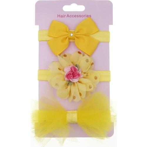 2019 Elastic Flower Headbands for Baby Girls Hair Accessories Baby Girls Bow Turban Skinny Stretchy Rubber Hair band 3pcs/lot