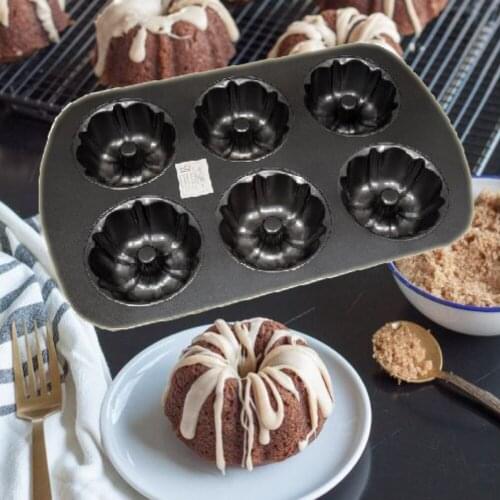 Excelle Elite Mini Fluted Tube Cake Pan 6 Cavity