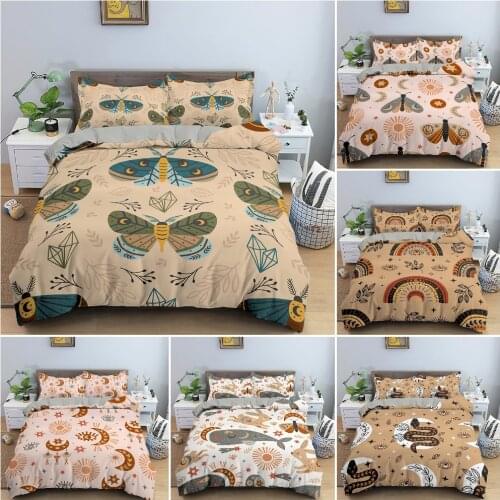 Bohemian Bedding Set Butterfly Moth Quilt Cover Single King Queen Size Boho Duvet Cover With Pillowcase 2/3 PCS