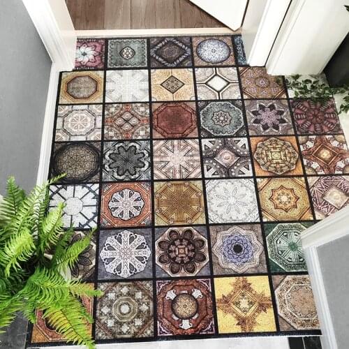 Nordic Entrance hall carpet PVC wire loop mat INS Colorful brick pattern Door mat Living room floor mat bathroom non-slip rug
