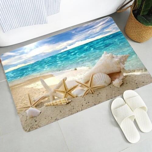 Beach Shell Starfish Bathroom Door Mat Non-slip Carpet Entrance Doormat Front Floor Kitchen Bedroom Bath Rug Home Decor Alfombra