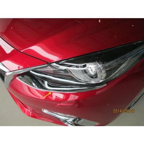 Auto front light cover, head lamp trim for mazda 3 2014 sedan, abs chrome,auto accessories.2pcs