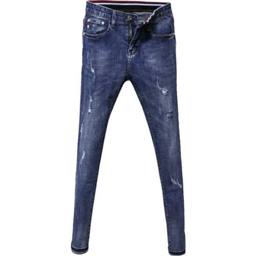 Hot 2021 brand jeans mens retro stretch slim-fitting feet tight ankle length pants summer thin social spirit guy pencil pants