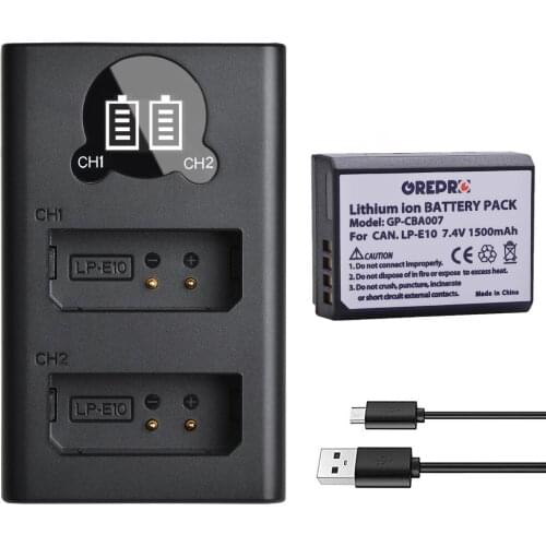 LP-E10 LPE10 LP E10 Battery with Type-c Charger for Canon EOS 1200D 1100D 1300D 2000D 4000D, Rebel T3 T5 T6 T7