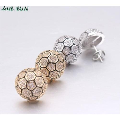 AAA grade zircon miniature zircon football shaped earrings earrings suitable for women wedding jewelry two-color plating womens