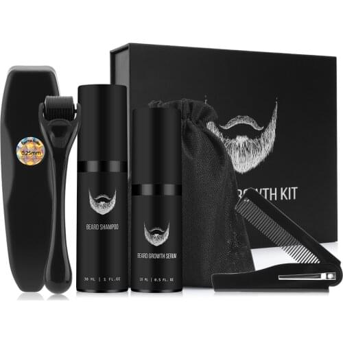 Beard Growth Kit Microniddle Roller for Face Microneedling Barber Hair Growth Enhancer Leave-in Set Facial Beard Care Kit