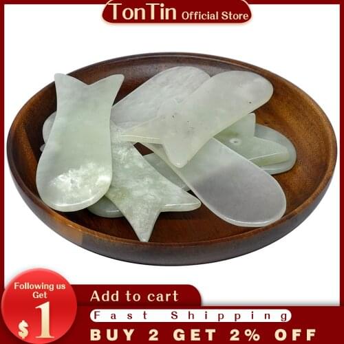 Wholesale Fish shape Guasha Scraping board beauty natural JADE traditional health care 30pcs/lot