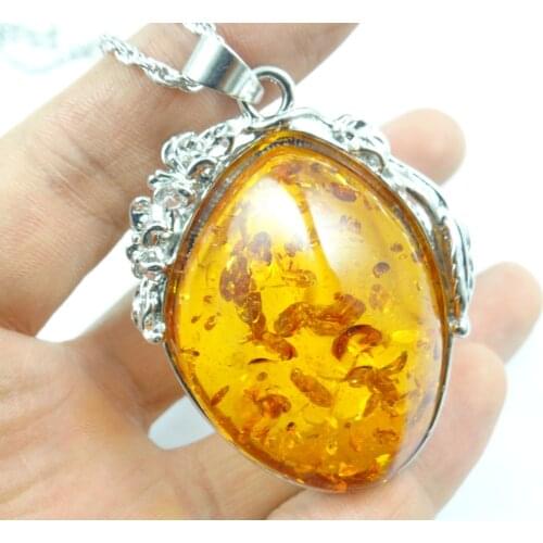 Wholesale fashion Natural Precious Modernist TEARDROP GOLDEN HONEY PRESSED AMBERS NECKLACE Jewelry making necklace