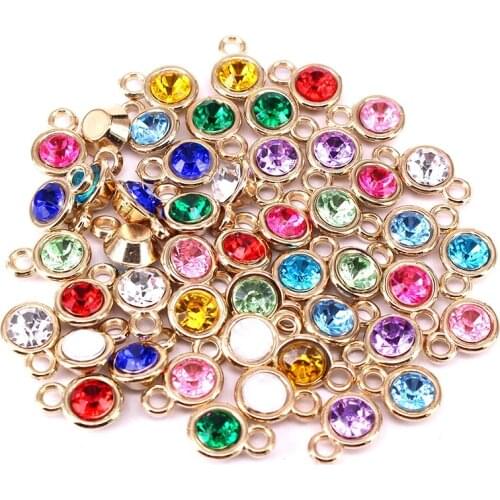 360 Pcs/bag Birthstone Charms for Jewelry Making Findings 12 X 8mm Gold Color Charm Fit DIY Bracelet Necklace Earrings A005