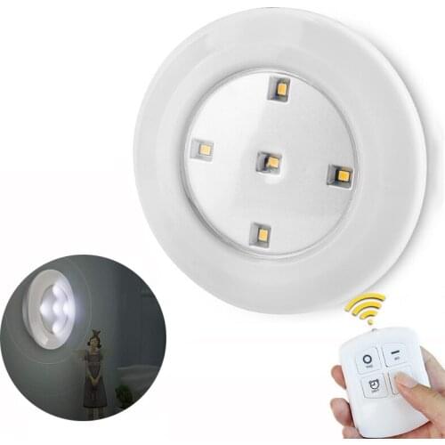 LED Dimmable Under Cabinet Night Lamp Battery Operated 5leds Puck Lighting Remote Control Closets Lights for Wardrobe Kitchen