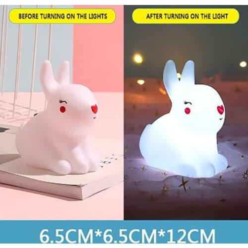 Ins Girls Heart Bedside Lamp Rabbit Nightlight Baby Childrens Room Bed LED Toy Bedroom Decoration Shape Light Kids Toys Gifts