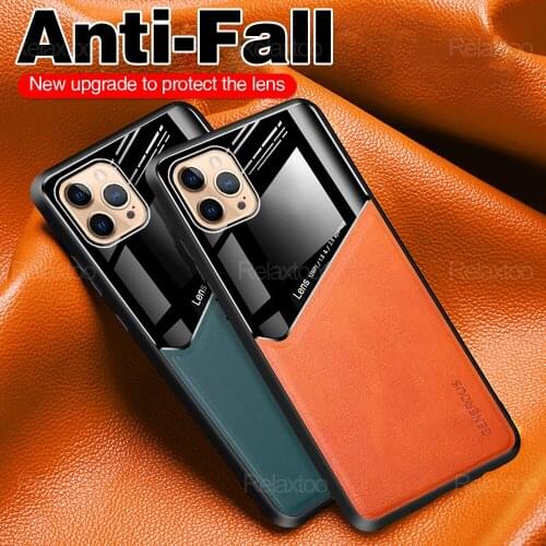Luxury Shockproof Business Leather texture Case For iPhone 12 mini 11 Pro X XS Max XR 7 8 Plus iPhone12 Car Holder Cases Cover