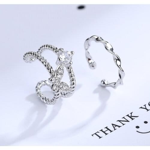 925 Sterling Silver Earcuff For Women Butterfly Zircon Clip On Earrings No Piercing Fake Cartilage Earring 2 PCS/Set Jewerly
