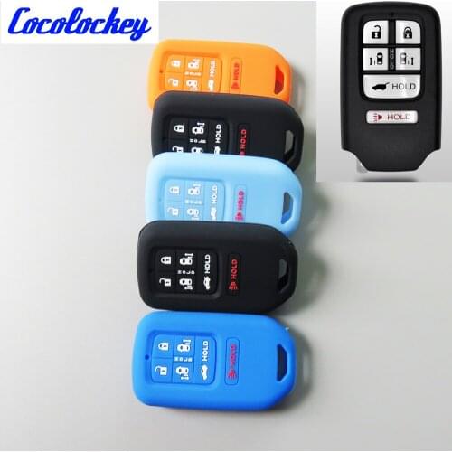 Cocolockey Silicone Car Key Cover Case Key Bag Holder for Honda Odyssey Key Fob 6 Buttons Smart Card Remote Control 2014-2017