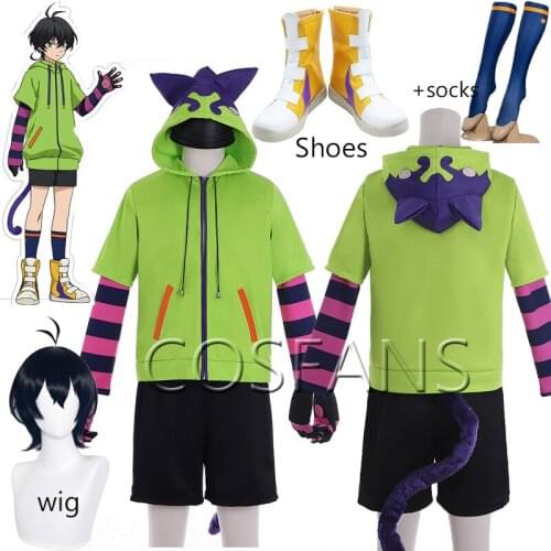 SK8 the Infinity Anime Miya Chinen Cosplay Hooded Zipper Costume Short Wig Hoodie Jacket Tail Gloves Party Outfits SK Eight Suit