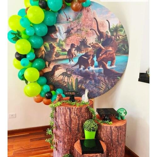 Dinosaur theme Animal Circle Background Jungle Baby Shower Birthday Party Decor Candy Table Banner Elastic Vinly Fabric YY-115