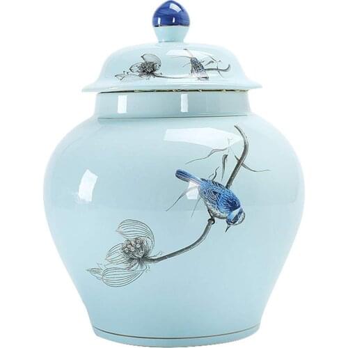 Dear Pet Memorials Fallen Leaves Mourning Bird Pattern Ceramics Pet Cremation Urn