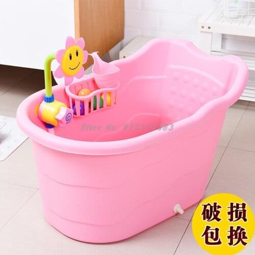 Large Childrens Bath Bucket Baby Bath Bucket Baby Bath Tub Household Plastic Bath Bucket Bath Bucket Thickened To Sit And Lie D