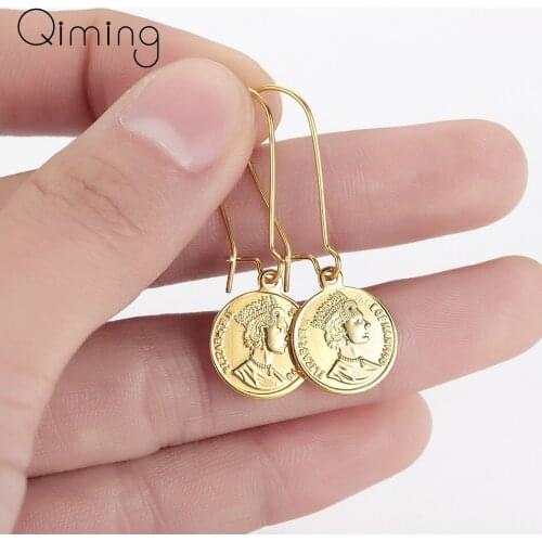 Coin Dangle Drop Earrings Fashion Islands Ten Cents Coin Sea Spirit Ngoreru Elizabeth Isle Of Women Earrings Gold Gift