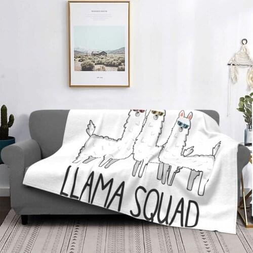 Funny Cute Llama T Shirt Llama Squad Alpaca Blankets Fleece Summer Animal Warm Throw Blanket for Bed Outdoor Bedspread