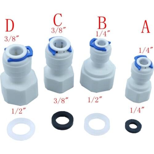 1/4" 3/8" OD*1/4" 3/8" 1/2"BSP Female Connector Quick Connect RO Water System Reverse Osmosis Aquarium Fitting