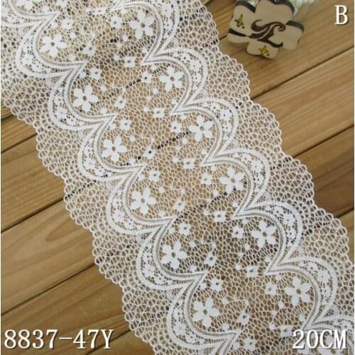 1 Meter Flower Pattern Black Off White 20cm Width Beautiful Elastic Lace Trims Ribbon Stretch Lace Trim Sewing Craft DIY Garment