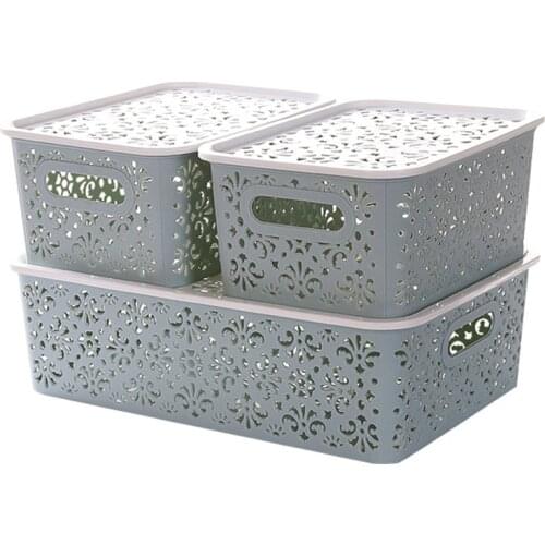 1pcs Hollow out fashion plastic underwear storage bins box drawer bra underwear sorting socks stash box with white lid