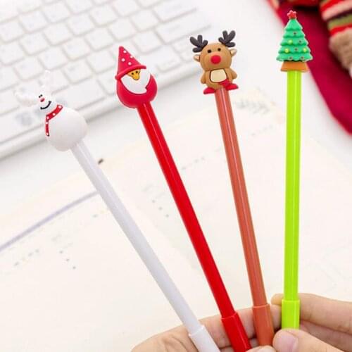 2pc Christmas Series Gel Pen Cute Creative 0.5mm Black Ink Pen Student Office School Supplies Stationery Kawaii Christmas Pen