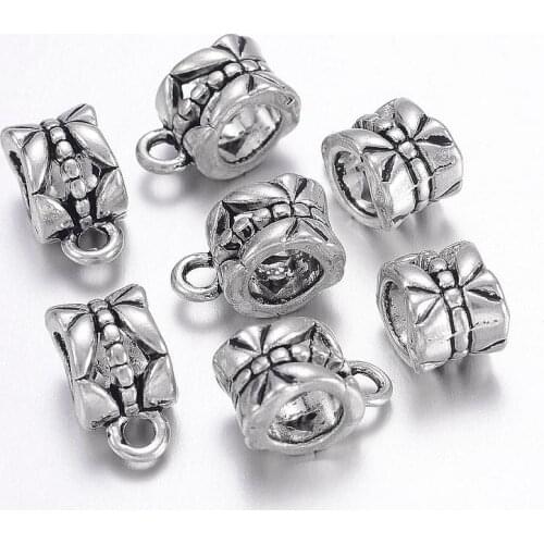 20Pcs Tibetan Silver Color Hangers Antique Silver Cup Bail Beads about 11.5x6mm, hole: 2mm