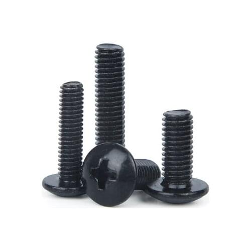 30pcs M3 Phillips big flat head screws cross umbrella headed screw mechanical bolts carbon steel bolt black color 5mm-12mm long