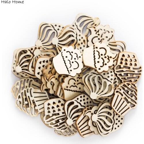 30pcs Ice cream Wooden Chips for Painted Embellishments Scrapbooking Handmade Crafts Home Decor Accessories 30mm