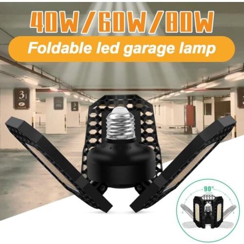 40/60/80W LED Garage Light 3000K/6000K Deformation Deformable Ceiling Light High Bay Light Indoor For Garage Workshop Warehouse
