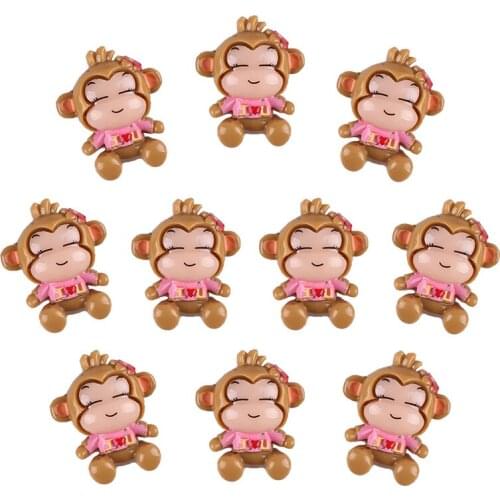 50pcs Little Monkey Girl Resin Scrapbooking Hair Bow Clip Center Crafts Embellishment Charms Cabachons