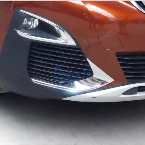 Accessories For Peugeot 3008 3008GT 2017 2018 Bright Chrome Front Head Fog Light Foglight Lamp Eyelid Eyebrow Cover Car Styling