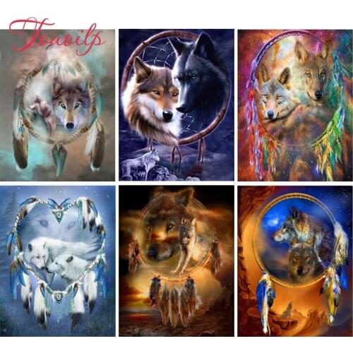 Diamond Embroidery Wolf Dream catcher picture Mosaic Crystal 5D Cross Stitch Square Drill Diamond Painting DIY needlework