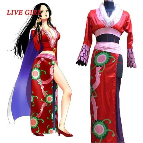 Anime! One Piece Boa Hancock Red Cheongsam Dress Cosplay Costume For Women top+skirt+cloak+accessories Free Shipping