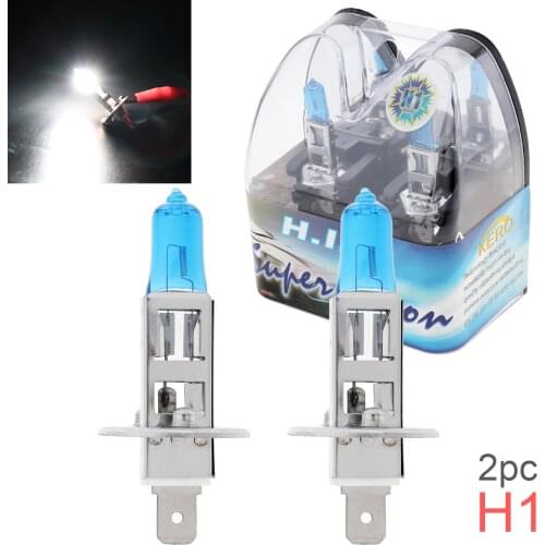 Car Light Bulbs 2pcs/lot 12V H1 55W 6000K White Light Super Bright Car Xenon Halogen Lamp Auto Front Headlight Fog Bulb