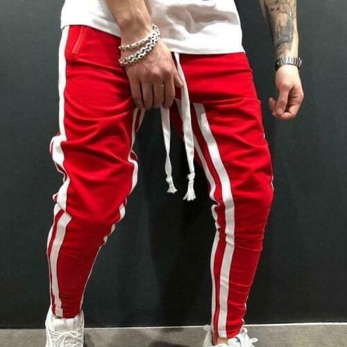 New Men Streetwear Side Striped Long Sweatpants Gym Slim Fitness Sports Harem Trousers Hip Hop Track Pants Male Plus Size Pants