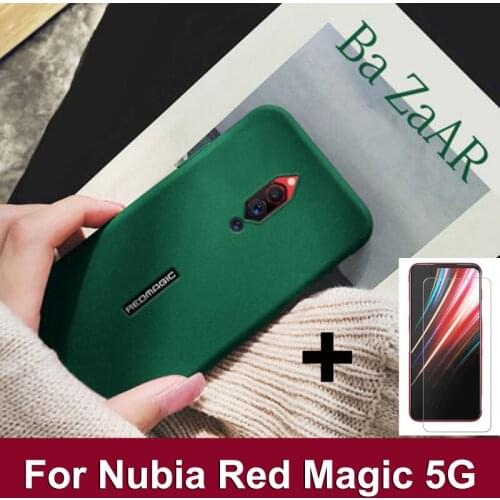 For ZTE Nubia Red Magic 5G Case NX659J Sandstone Soft back cover For Nubia RedMagic 5G Matte phone Cases with screen protector
