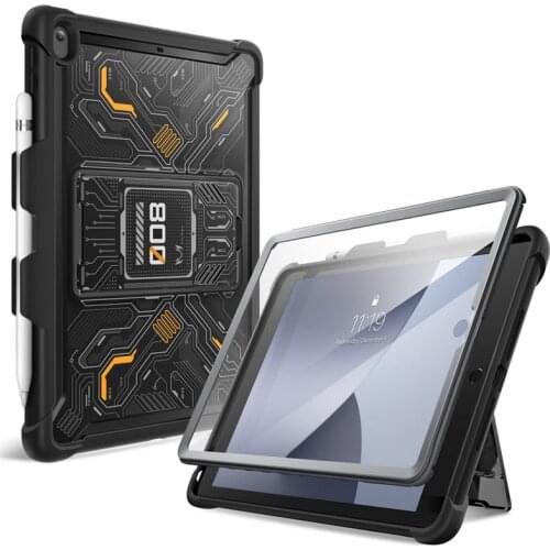 MUMBA Ops Case For iPad 10.2 Case (2020/2019) TPU Bumpers Hard Cover WITH Built-in Screen Protector & Pencil Holder & Kickstand