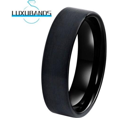 6MM Black Tungsten Rings For Men Wemen Pipe Cut Engagement Wedding Bands Brushed Finished Comfort Fit