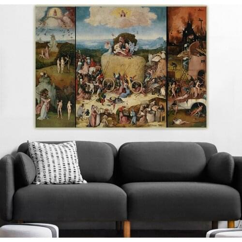 Citon Hieronymus Bosch《The Haywain Triptych》Canvas Art Oil Painting Artwork Poster Picture Wall Background Decor Home Decoration