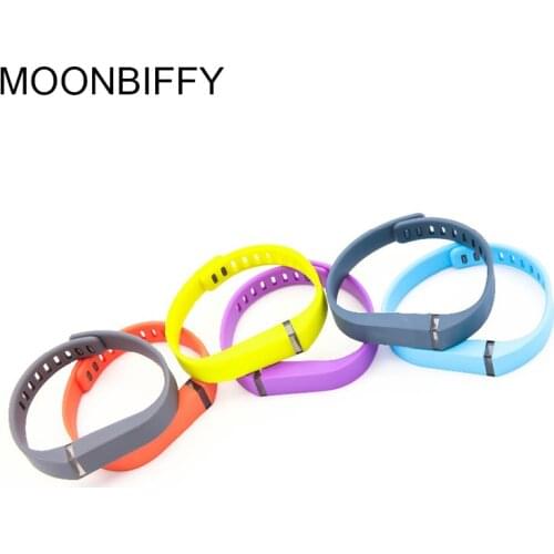 MOONBIFFY Colorful Replacement Silicone Strap Wristband Smart Band watchband with Metal Clasps (No Tracker) for Fitbit Flex