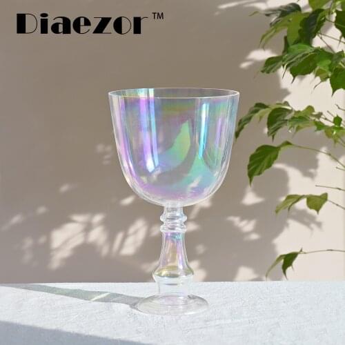 Diaezor 7" Cosmic Light Handle Crystal Singing Grail Bowl with Hollow Suede Stick