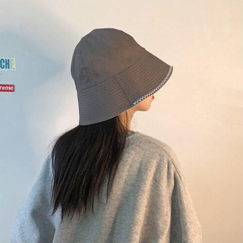 Two Sides Wear Open Thread Design Black Fisherman Hat Web Celebrity INS Korean Fashion Versatile Bell Basin Hat Lady Bucket
