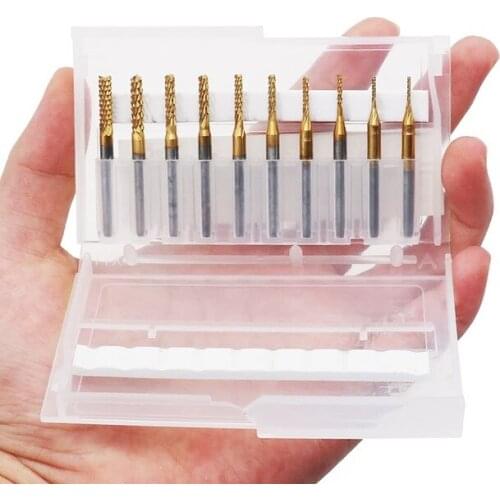 Fixmee 10Pcs/Box 1/8'' 0.8-3.175mm PCB Drill Bit Engraving End Mill Milling Cutter Carbide
