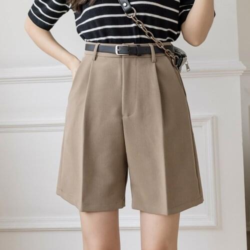 Summer Shorts Female High waist Fashion Korean Women Shorts Wide Leg Slim Suit Short Pants