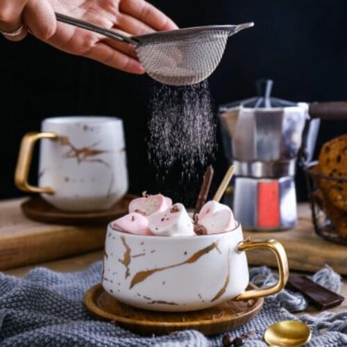 Nordic Marble Coffee Cup Matte Luxury Water Coffee Tea Milk Cup Espresso Ceramic Cup and Saucer Set with Saucer Spoon mug