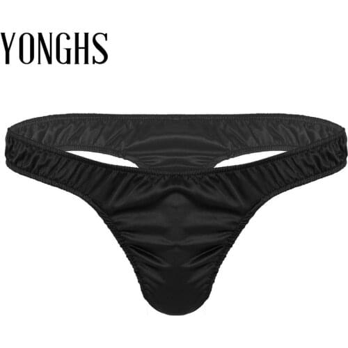 Mens Lingerie Sex Panties Soft Shiny Ruffled Low Rise Underpants Bikini G-String Thong Briefs Gay Homme Underwear Sexy Panties