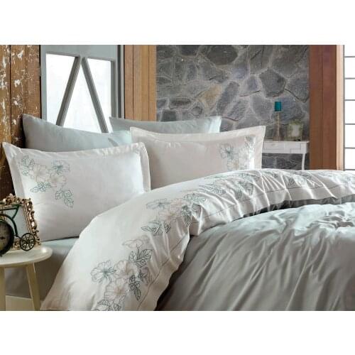 Ruching Hare Embroideried Cotton Satin Duvet cover set Maldive